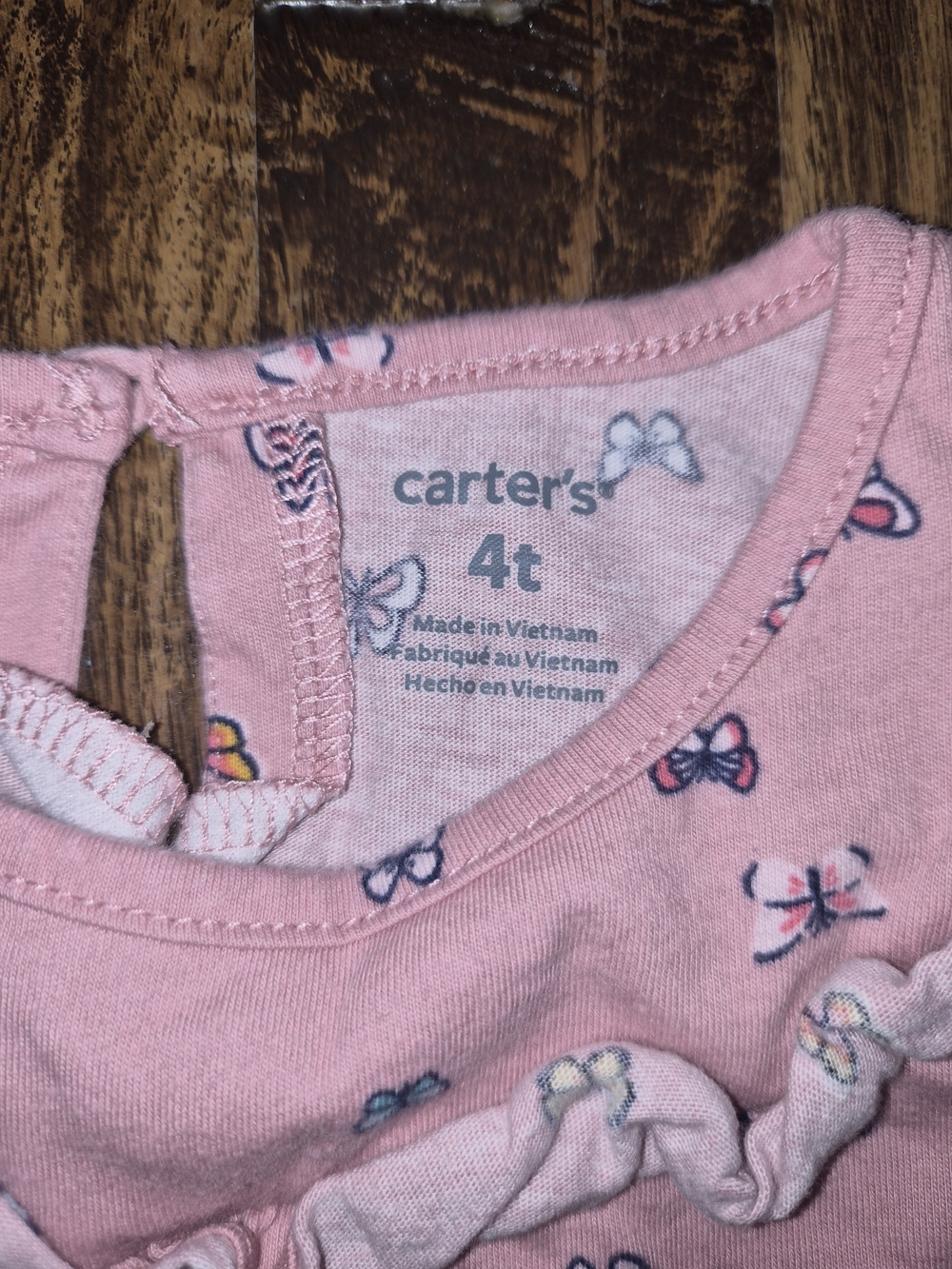 Girls Carter's Pink Butterfly Ruffle Neck Long Sleeve Top Navy Leggings 4T - Picture 4 of 10